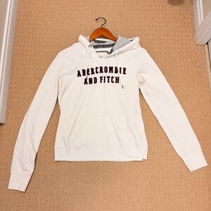 Vintage Y2K Abercrombie & Fitch Hoodie White – Size L (Fits Oversized on XS–S)